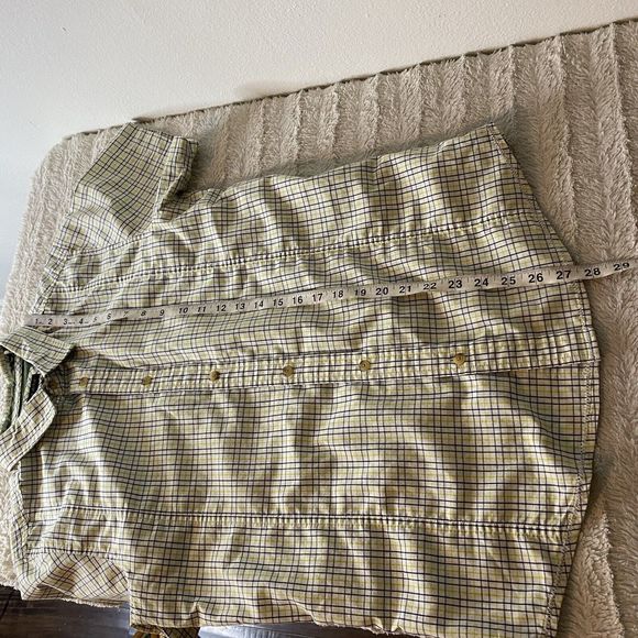 Prana Yellow And‎ Gray Plaid Button Up Short Sleeve Shirt Slim Fit Mens Smalll - Picture 8 of 9